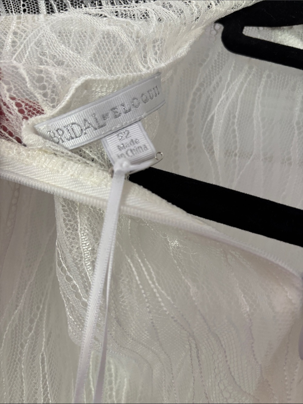 Eloquii Sheer Ivory Fringe Lace Long Sleeve Crop Top - Picture 4 of 9